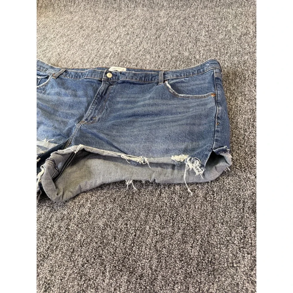 Abercrombie & Fitch The Dad Shorts Womens 24/37 Blue Denim Whiskering Raw Hem